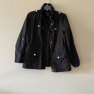 Style & Co Petite Black Raincoat with Gold Accents Size PP